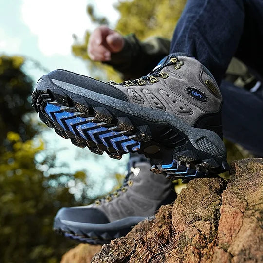 Botas ortopédicas de montañismo para hombre, con soporte para el tobillo, impermeables, antideslizantes, de punta ancha y tácticas (mejora de durabilidad)
