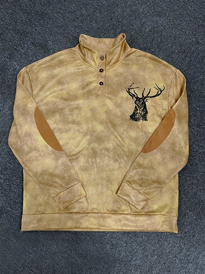 Sudadera con botones y cuello alto con estampado estilo occidental para hombre