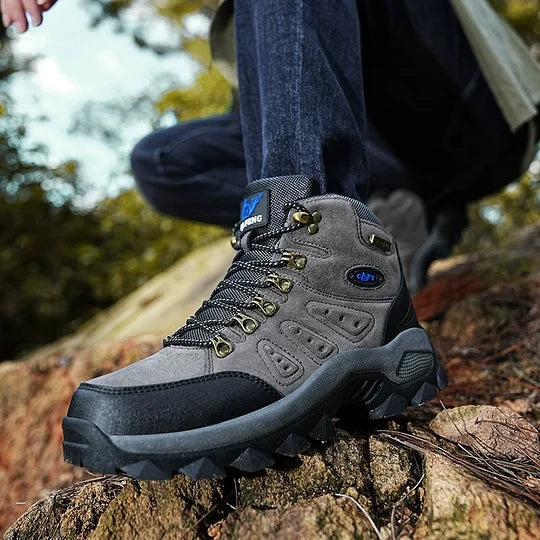 Botas ortopédicas de montañismo para hombre, con soporte para el tobillo, impermeables, antideslizantes, de punta ancha y tácticas (mejora de durabilidad)
