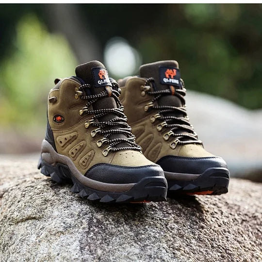 Botas ortopédicas de montañismo para hombre, con soporte para el tobillo, impermeables, antideslizantes, de punta ancha y tácticas (mejora de durabilidad)