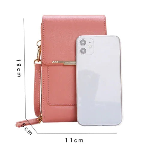 Bolso de hombro de cuero con pantalla táctil antirrobo RFiD ¡Oferta especial del 45%!