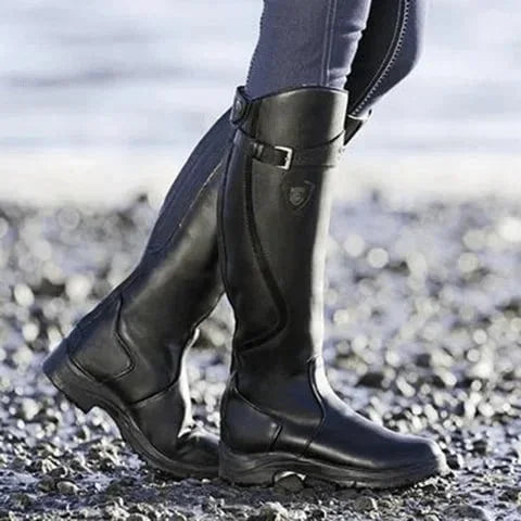 Botas de montar de cuero impermeables para mujer