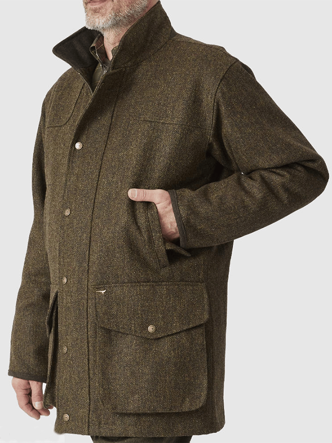Chaqueta informal de espiga con botones y cremallera para caza al aire libre estilo western vintage para hombre