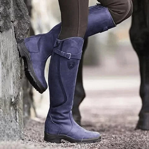 Botas de montar de cuero impermeables para mujer