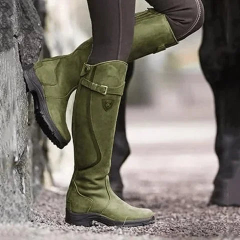 Botas de montar de cuero impermeables para mujer