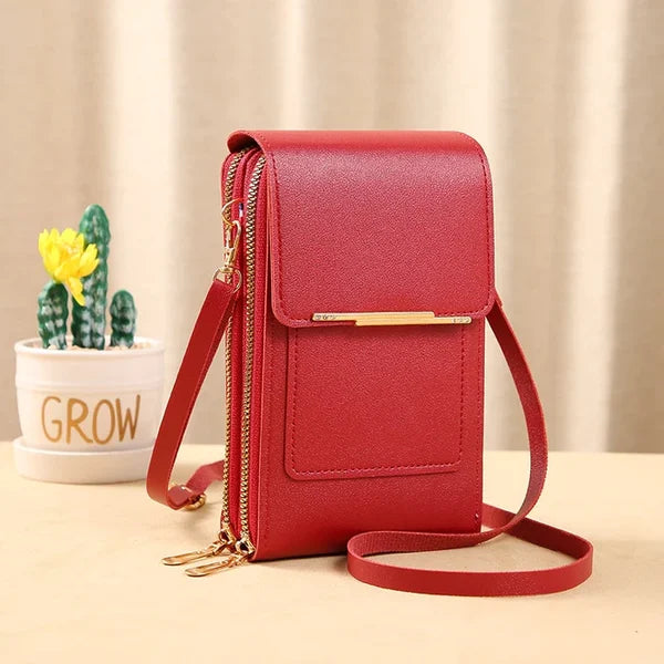Bolso de hombro de cuero con pantalla táctil antirrobo RFiD ¡Oferta especial del 45%!