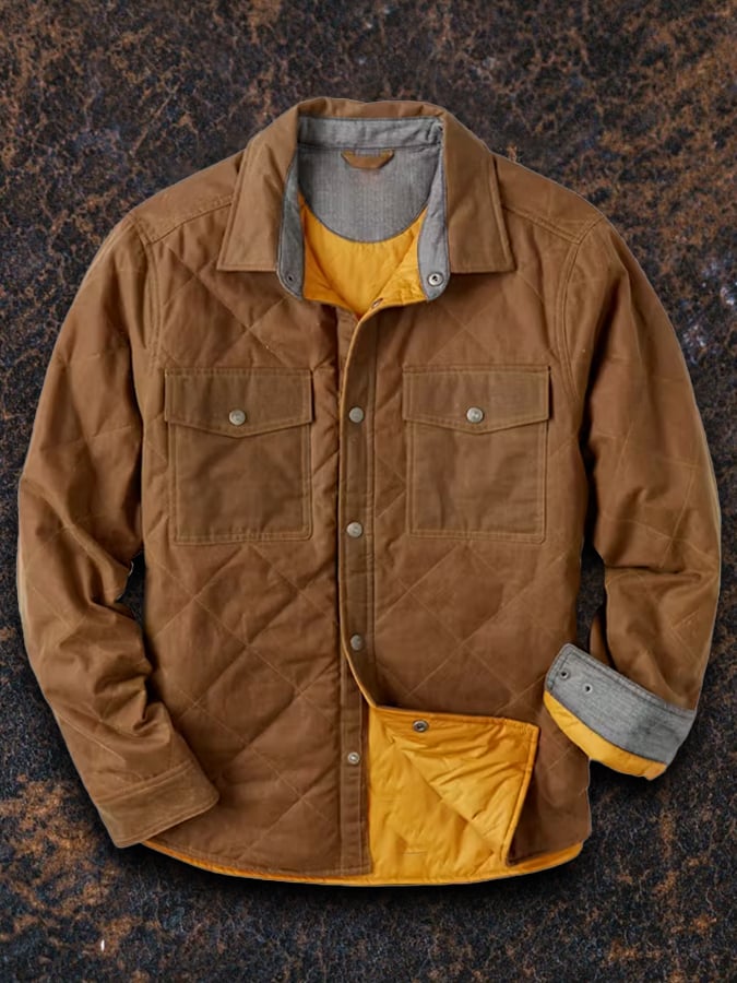Chaqueta de camisa encerada y acolchada