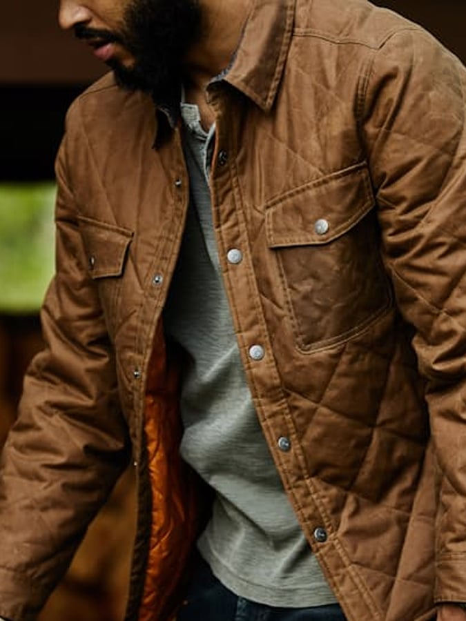 Chaqueta de camisa encerada y acolchada