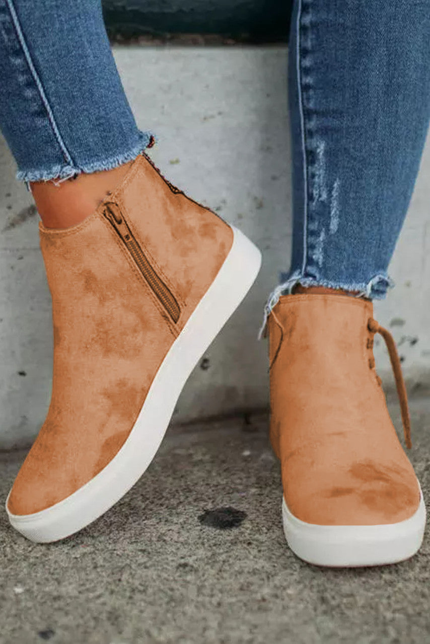 Zapatillas altas sin cordones con cremallera para mujer