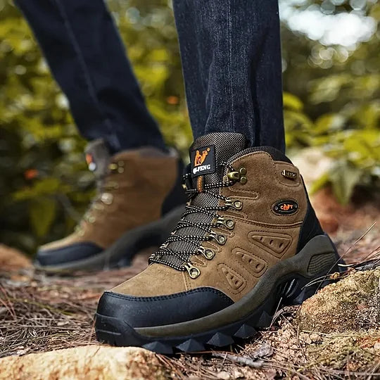 Botas ortopédicas de montañismo para hombre, con soporte para el tobillo, impermeables, antideslizantes, de punta ancha y tácticas (mejora de durabilidad)