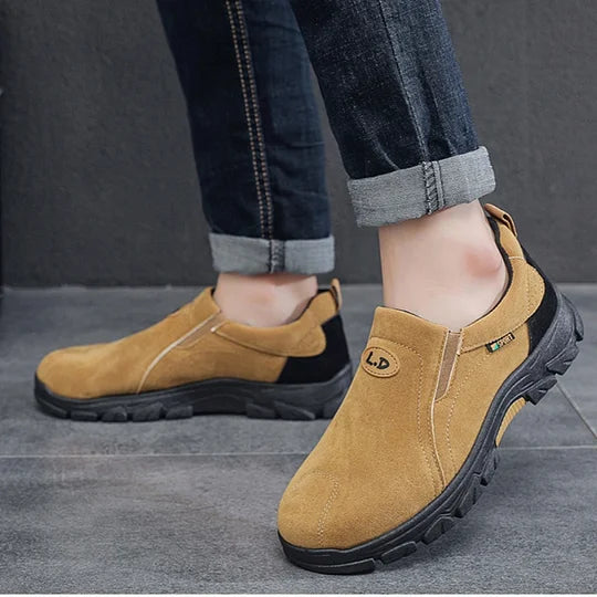 Oferta de esta semana: 70 % de descuento🎁 Mocasines ortopédicos sin cordones con soporte de arco y punta ancha para hombre