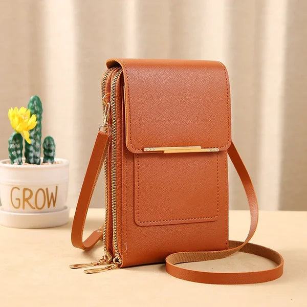 Bolso de hombro de cuero con pantalla táctil antirrobo RFiD ¡Oferta especial del 45%!