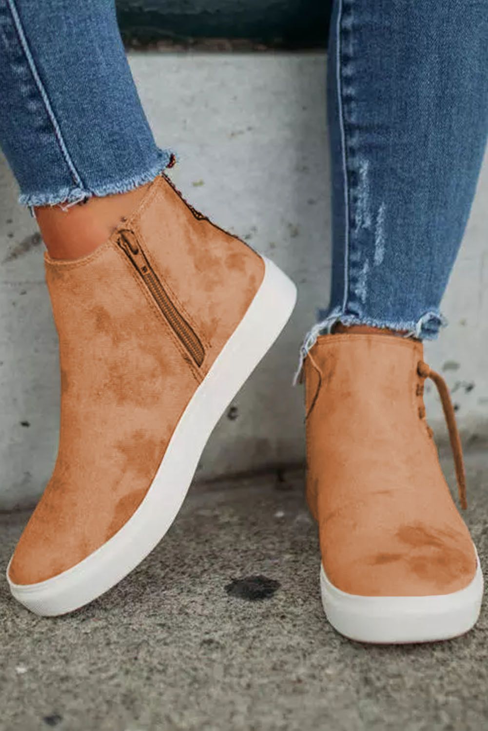 Zapatillas altas sin cordones con cremallera para mujer