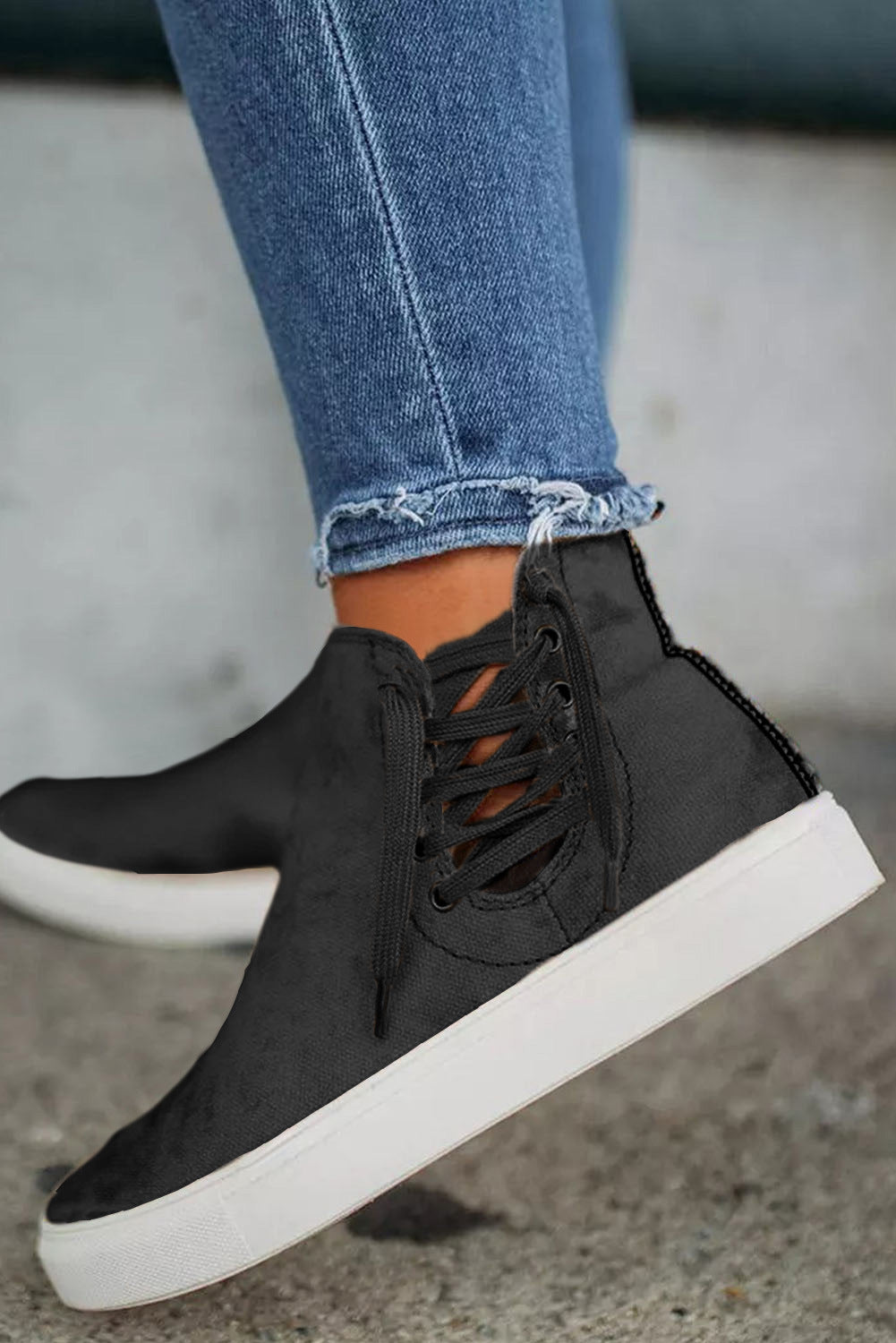 Zapatillas altas sin cordones con cremallera para mujer