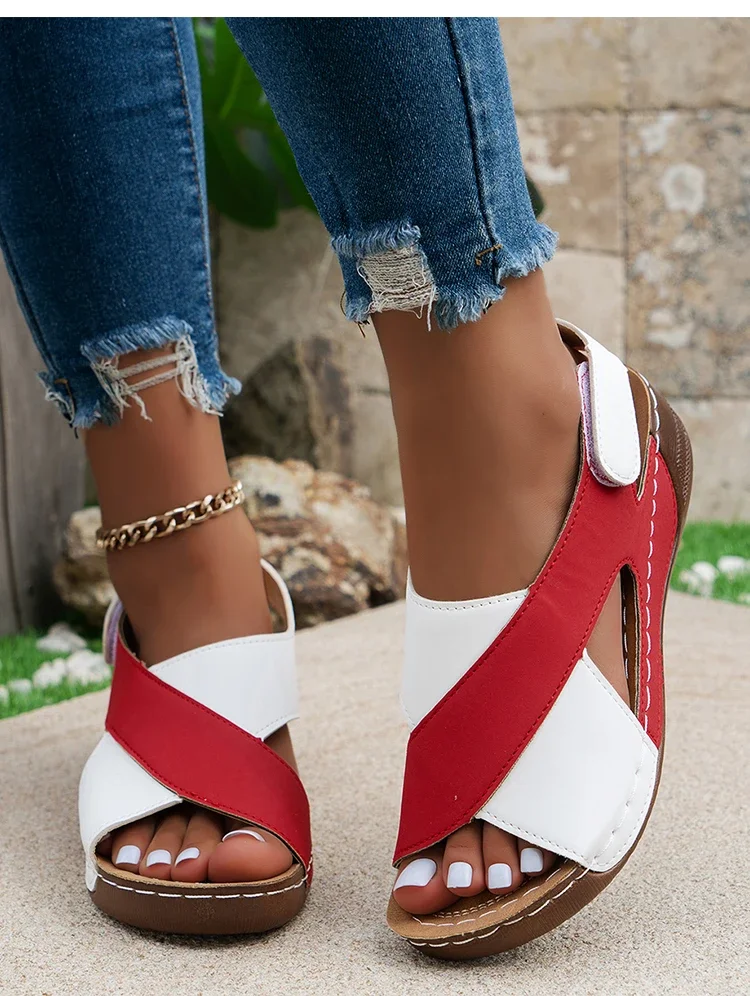 Sandalias de plataforma de verano con estilo de mezcla de colores para mujer, 45 % de descuento