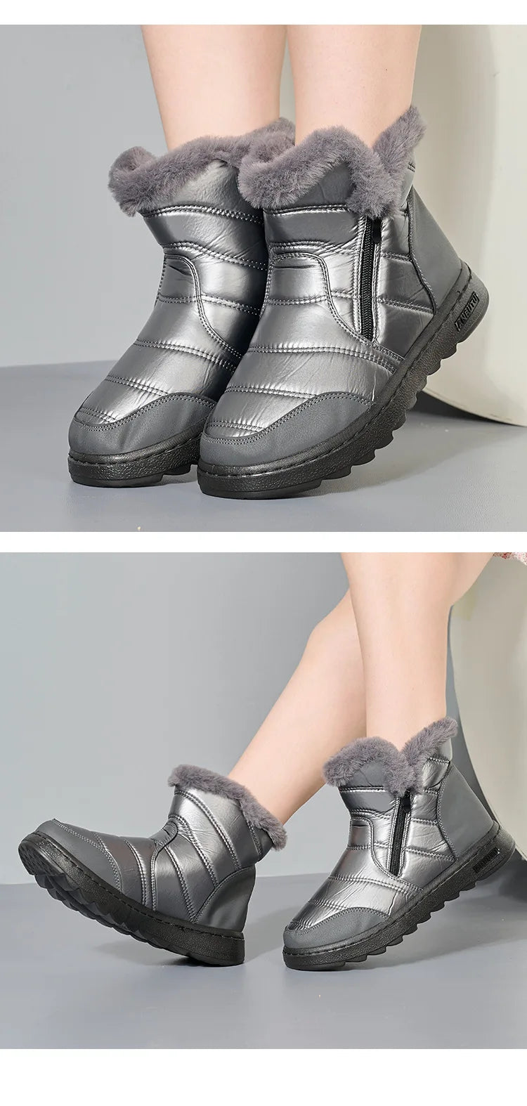 Botas de nieve impermeables y cómodas con absorción de impactos para mujer