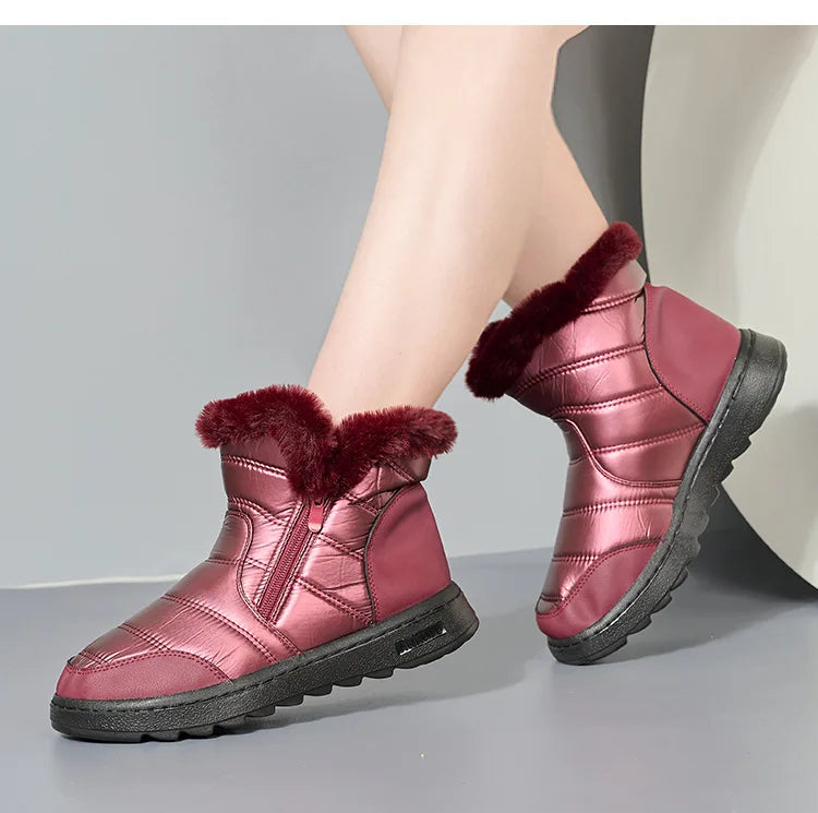 Botas de nieve impermeables y cómodas con absorción de impactos para mujer