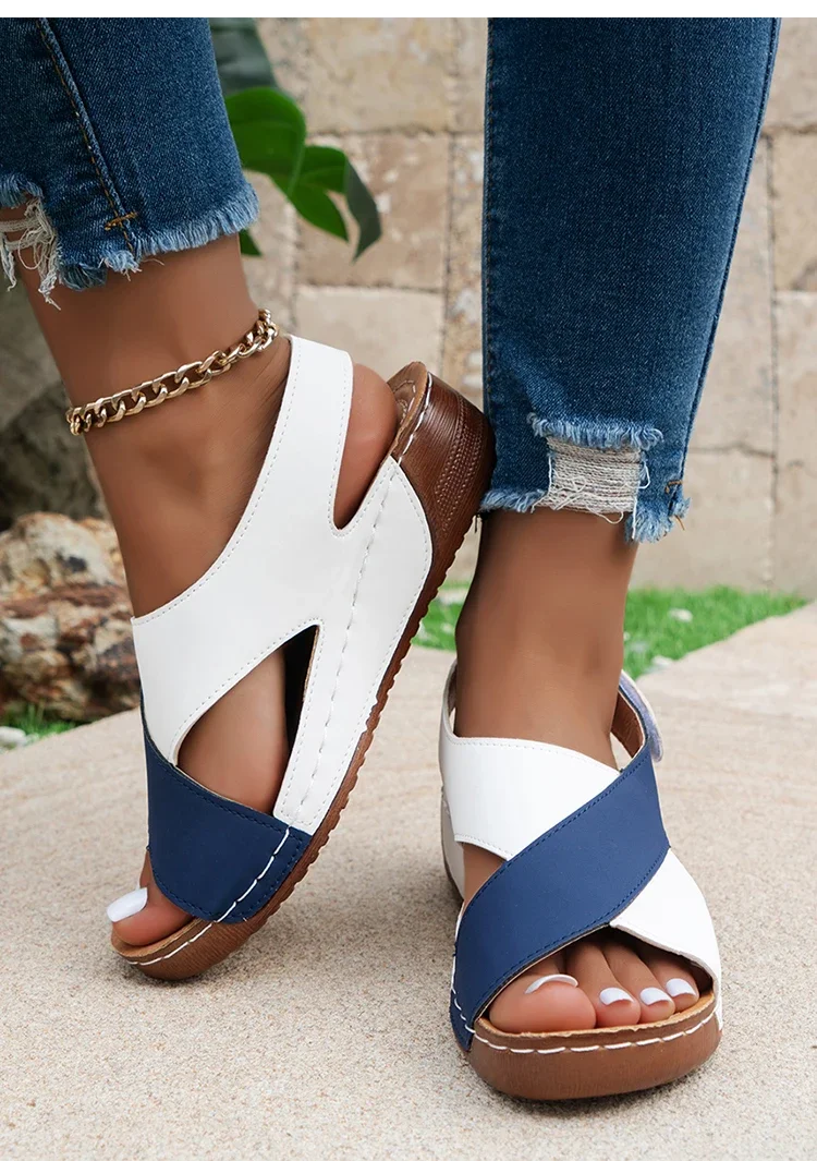 Sandalias de plataforma de verano con estilo de mezcla de colores para mujer, 45 % de descuento