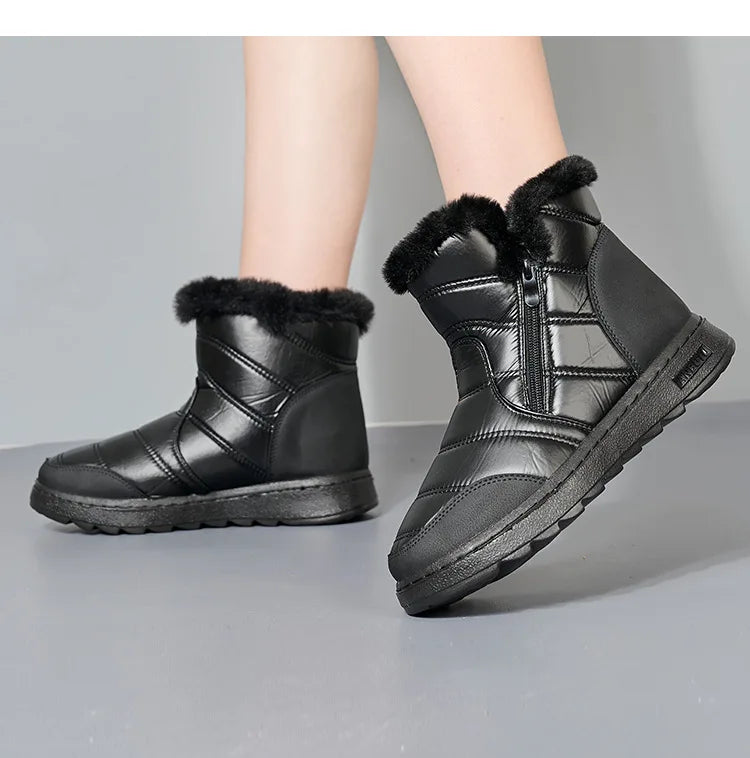 Botas de nieve impermeables y cómodas con absorción de impactos para mujer