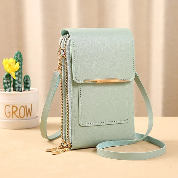 Bolso de hombro de cuero con pantalla táctil antirrobo RFiD ¡Oferta especial del 45%!