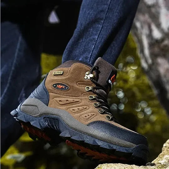 Botas ortopédicas de montañismo para hombre, con soporte para el tobillo, impermeables, antideslizantes, de punta ancha y tácticas (mejora de durabilidad)
