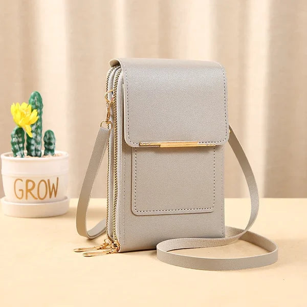 Bolso de hombro de cuero con pantalla táctil antirrobo RFiD ¡Oferta especial del 45%!
