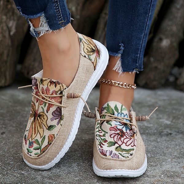 ÚLTIMO DÍA 50% DE DESCUENTO - Zapatos de lona con estampado étnico, casuales y cómodos para mujer