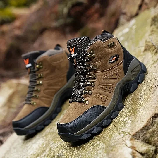 Botas ortopédicas de montañismo para hombre, con soporte para el tobillo, impermeables, antideslizantes, de punta ancha y tácticas (mejora de durabilidad)