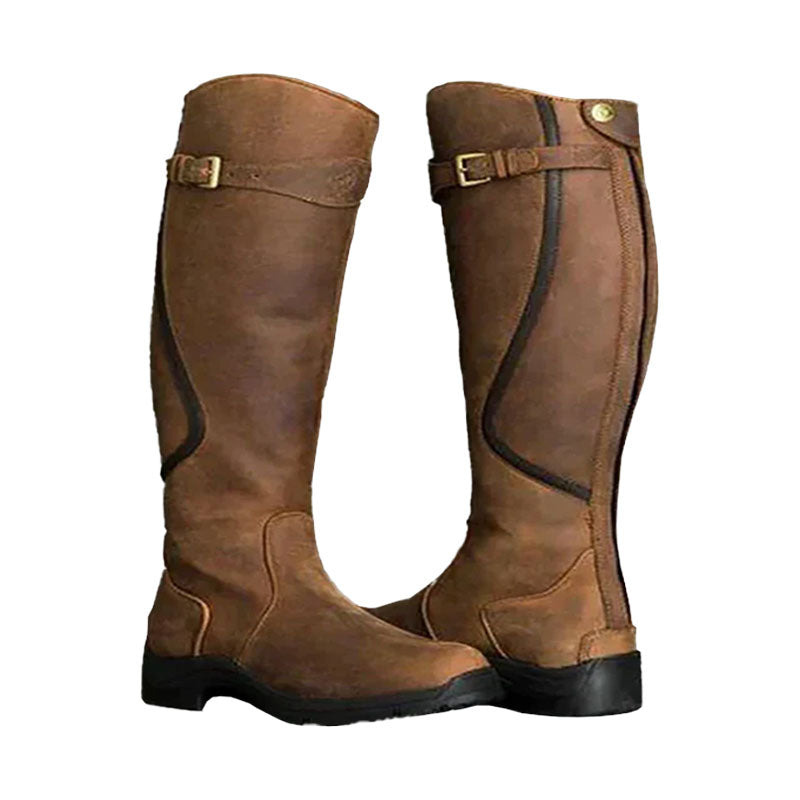 Botas de montar de cuero impermeables para mujer