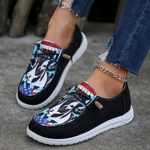 ÚLTIMO DÍA 50% DE DESCUENTO - Zapatos de lona con estampado étnico, casuales y cómodos para mujer