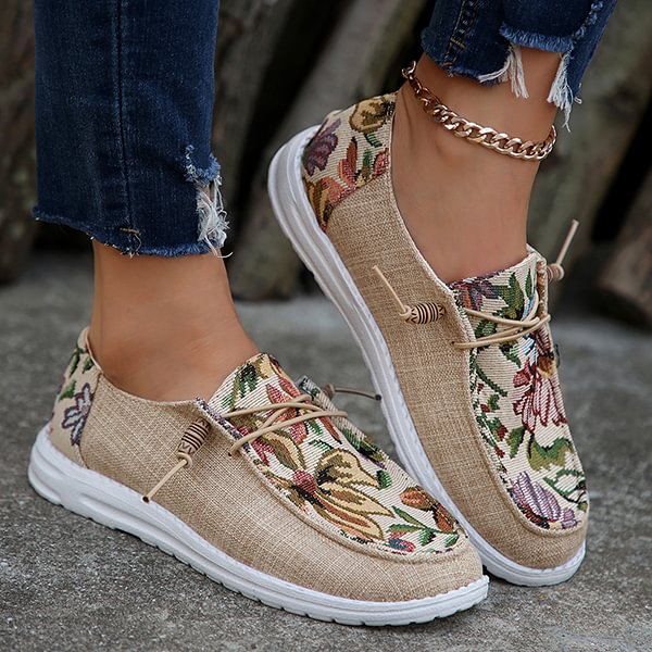 ÚLTIMO DÍA 50% DE DESCUENTO - Zapatos de lona con estampado étnico, casuales y cómodos para mujer
