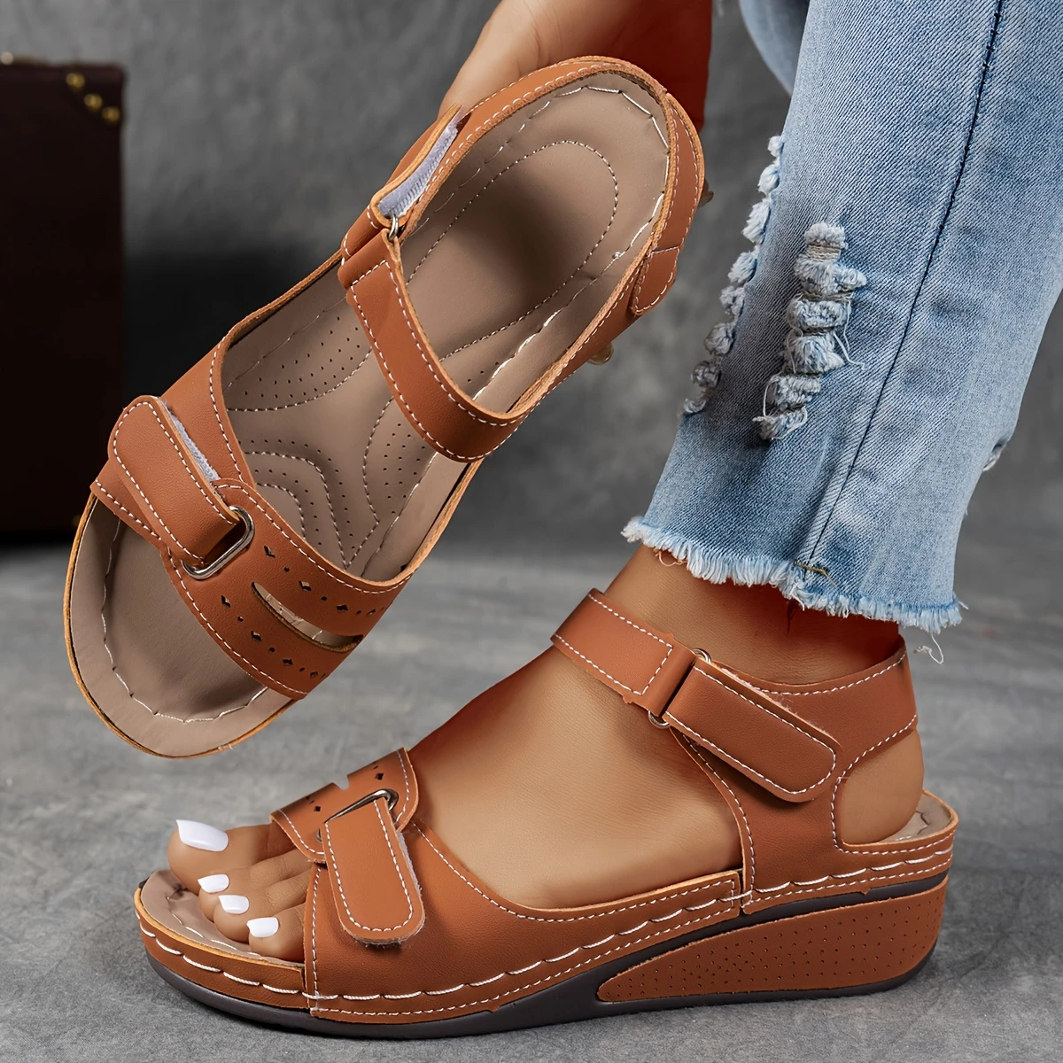 Last day Promotion 49%❤️ Women's Wedge Platform Sandals with Adjustable Strap
