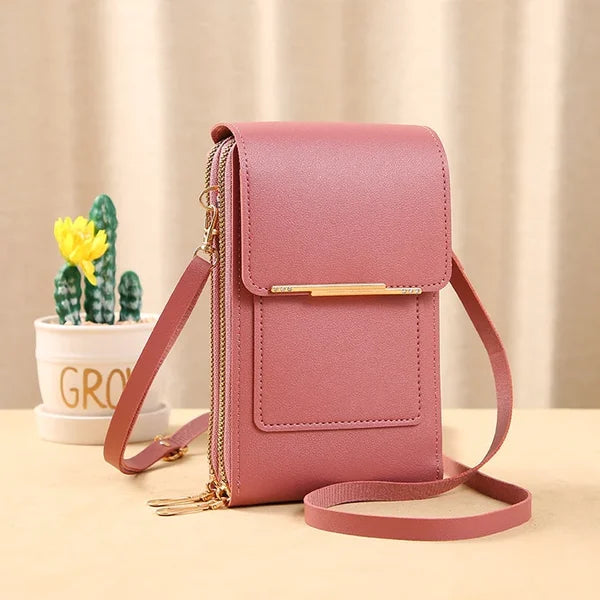 Bolso de hombro de cuero con pantalla táctil antirrobo RFiD ¡Oferta especial del 45%!