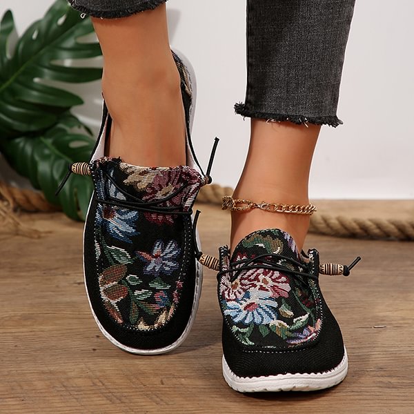 ÚLTIMO DÍA 50% DE DESCUENTO - Zapatos de lona con estampado étnico, casuales y cómodos para mujer