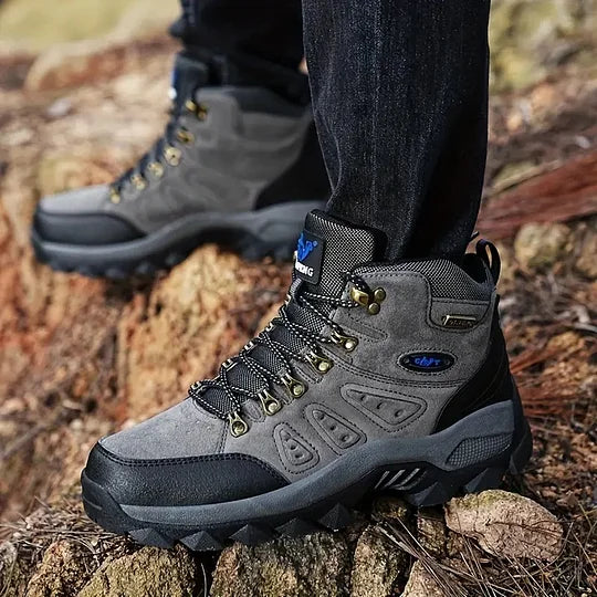 Botas ortopédicas de montañismo para hombre, con soporte para el tobillo, impermeables, antideslizantes, de punta ancha y tácticas (mejora de durabilidad)