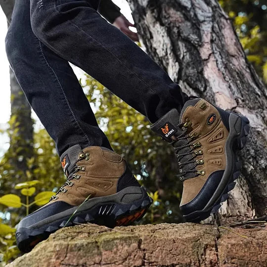 Botas ortopédicas de montañismo para hombre, con soporte para el tobillo, impermeables, antideslizantes, de punta ancha y tácticas (mejora de durabilidad)