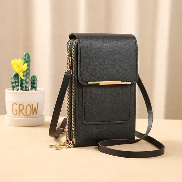 Bolso de hombro de cuero con pantalla táctil antirrobo RFiD ¡Oferta especial del 45%!