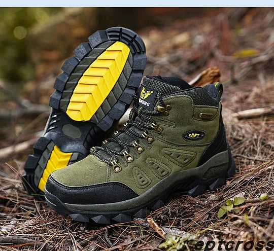 Botas ortopédicas de montañismo para hombre, con soporte para el tobillo, impermeables, antideslizantes, de punta ancha y tácticas (mejora de durabilidad)