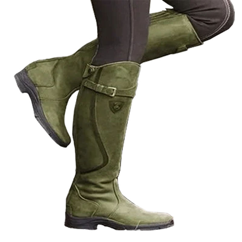 Botas de montar de cuero impermeables para mujer