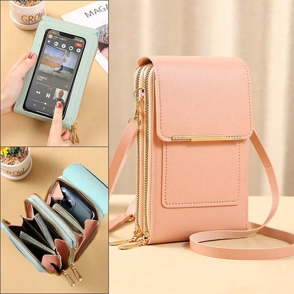 Bolso de hombro de cuero con pantalla táctil antirrobo RFiD ¡Oferta especial del 45%!
