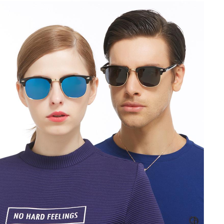 Gafas de sol polarizadas retro de media montura con protección UV400