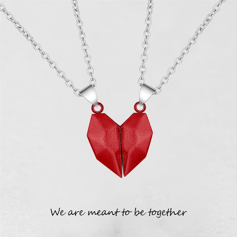 Collar con colgante de dos almas y un corazón para pareja, piedra de los deseos con imán creativo para parejas.