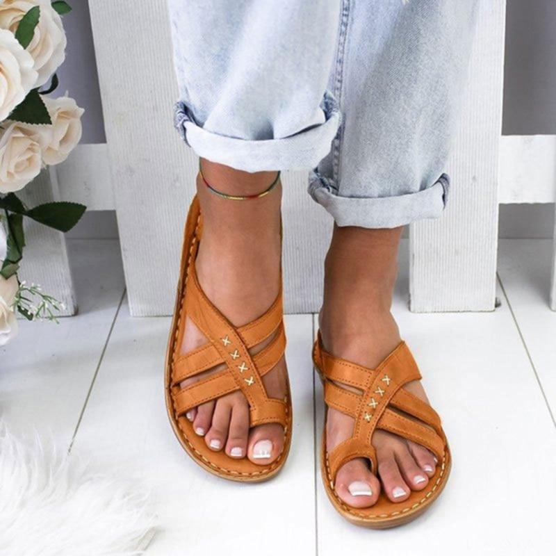 Zapatillas de plataforma gruesa de piel sintética para mujer, suela suave de EVA para playa y verano