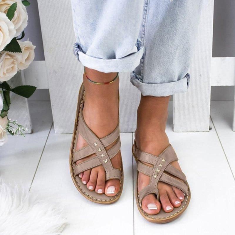 Zapatillas de plataforma gruesa de piel sintética para mujer, suela suave de EVA para playa y verano