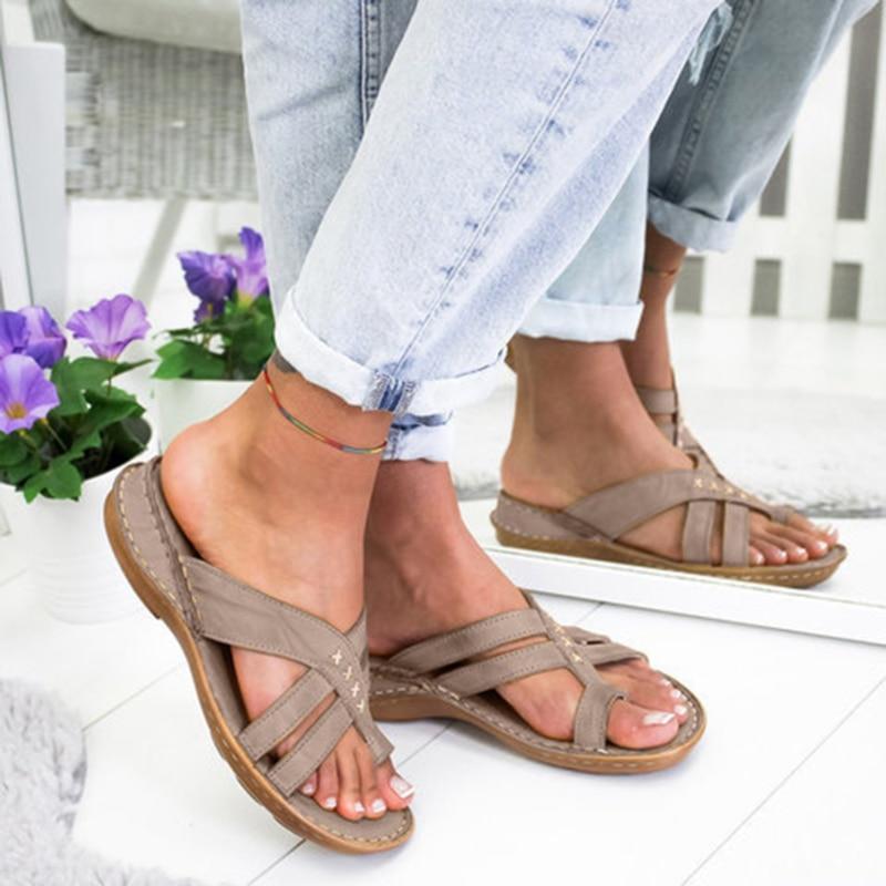 Zapatillas de plataforma gruesa de piel sintética para mujer, suela suave de EVA para playa y verano