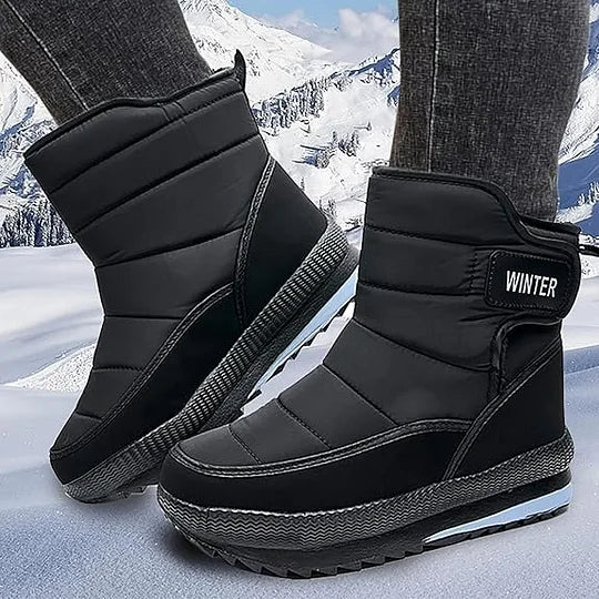 Men's Thick Warm Orthopedic Support Wide Toe Snow Boots Non-slip Waterproof Anti-skid Fur Lined Winter Boots