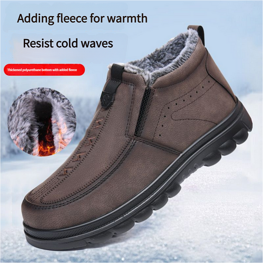 (⏰Limited Time Discount 50% off)Men's Winter Warm Leather Flannel Lined Orthopedic Boots Arch Support Waterproof Non-Slip Boots