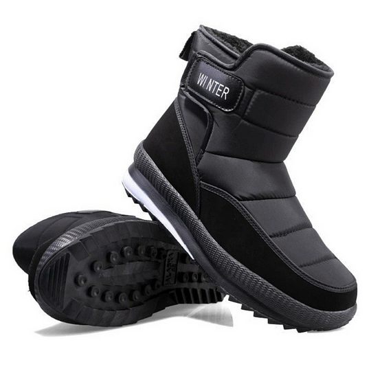 Men's Thick Warm Orthopedic Support Wide Toe Snow Boots Non-slip Waterproof Anti-skid Fur Lined Winter Boots