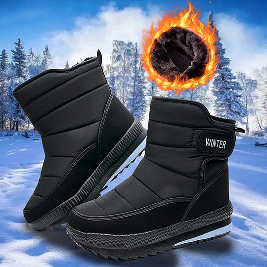 Men's Thick Warm Orthopedic Support Wide Toe Snow Boots Non-slip Waterproof Anti-skid Fur Lined Winter Boots