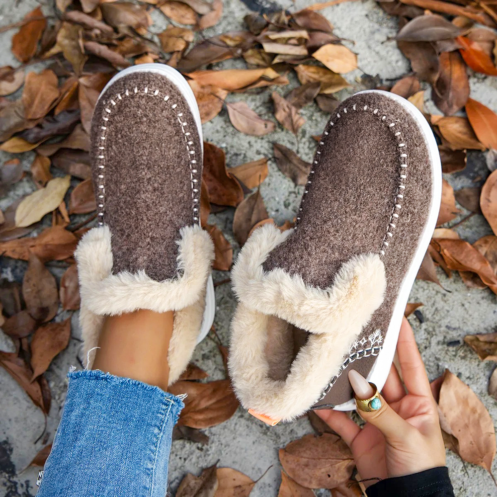 Fleece Soft Ankle Boots, Cozy Furry Slip-On Winter Shoes